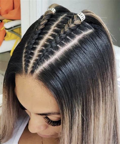 lado trenzas pegadas con cabello suelto|15 trenzas con cabello suelto que puedes hacerte fácil。